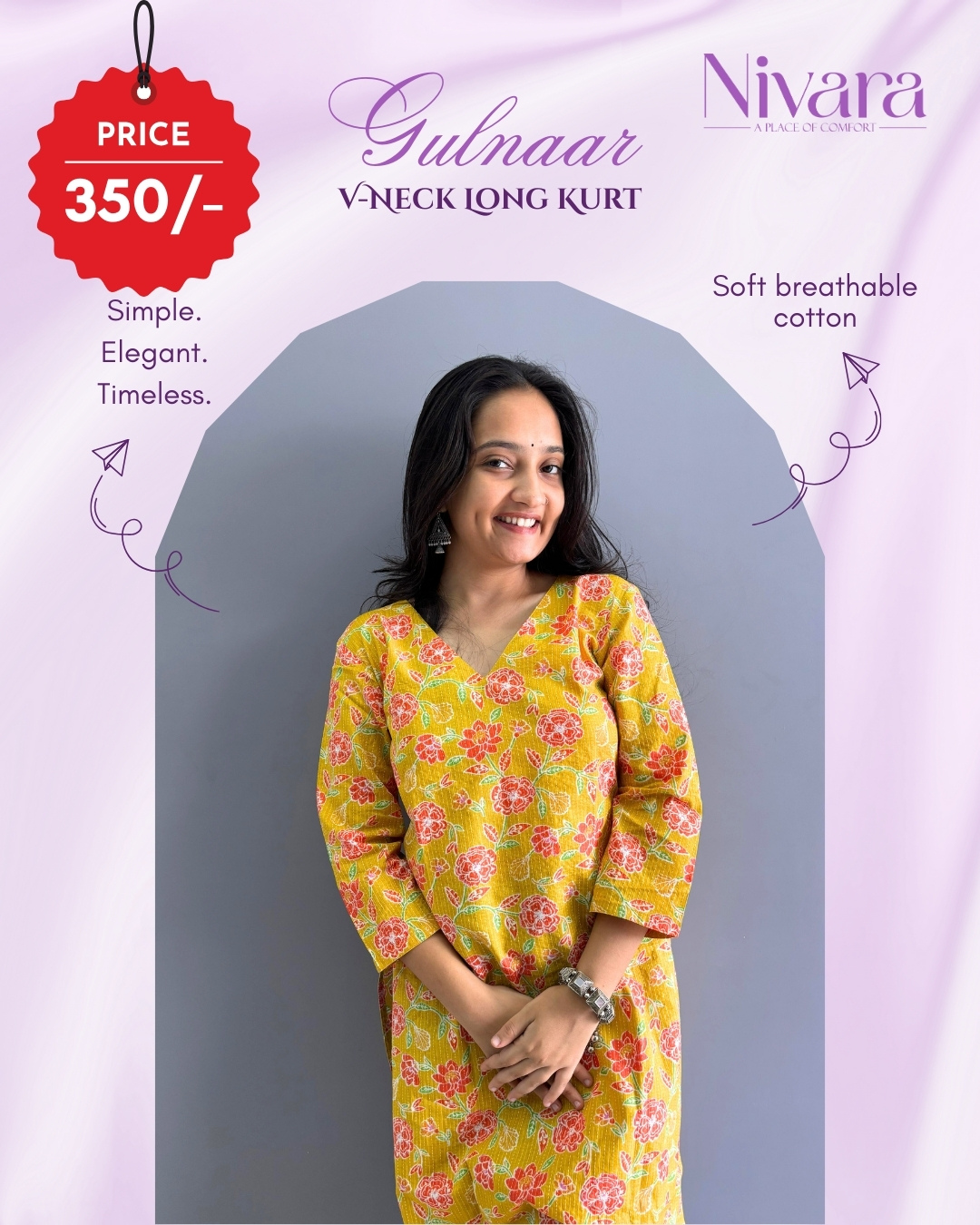 Gulnaar V-Neck Long Kurti