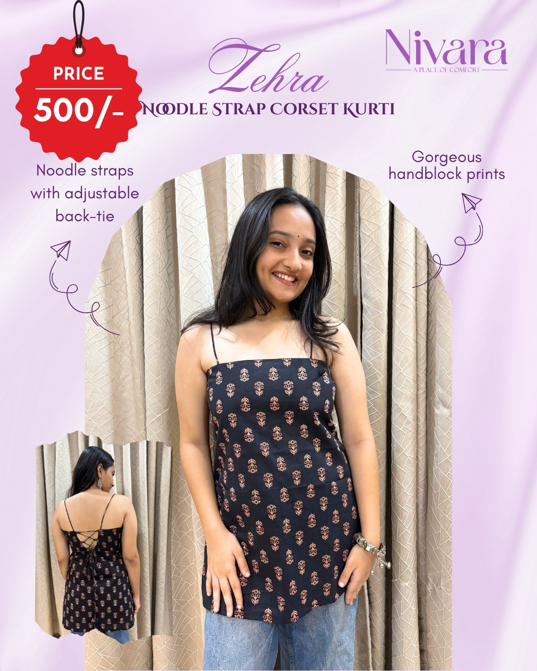 Zehra Noodle Strap Corset Kurti