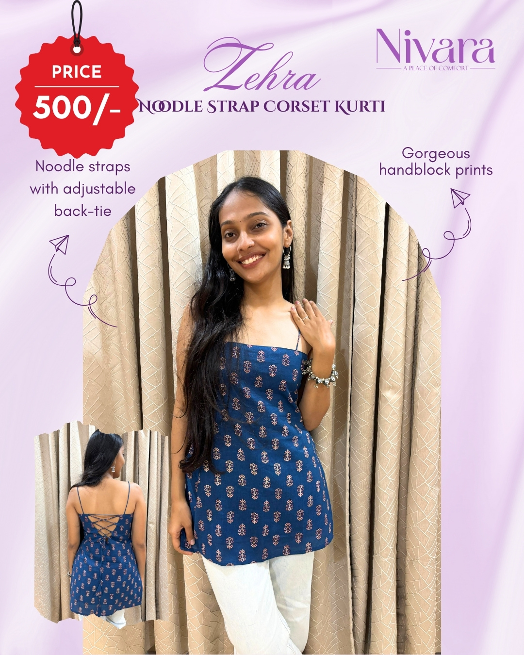 Zehra Noodle Strap Corset Kurti